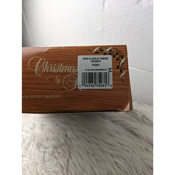 Christmas by Krebs Glass Ornaments Balls Red - Gold set of 12 Vintage Made in US - Picture 5 of 7